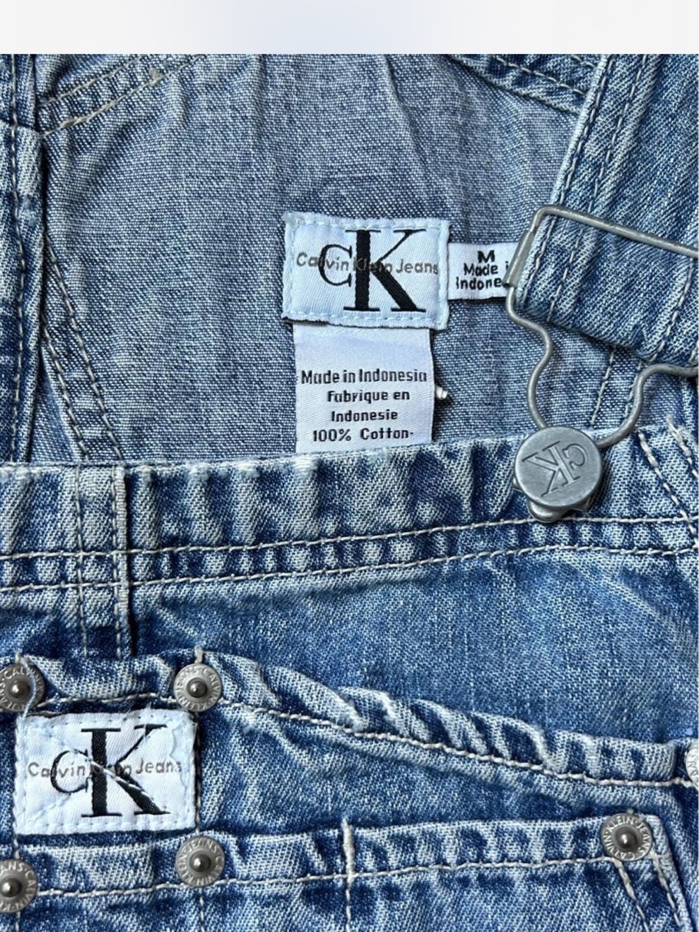 Vintage 90s Calvin Klein Jeans medium-wash denim overalls M - Picture 7 of 8
